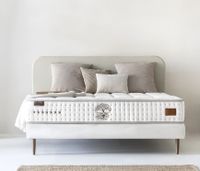ORGANIC eco luxury hybrid mattress on upholstered bed ORGANIC eco luxury hybrid mattress on upholstered bed